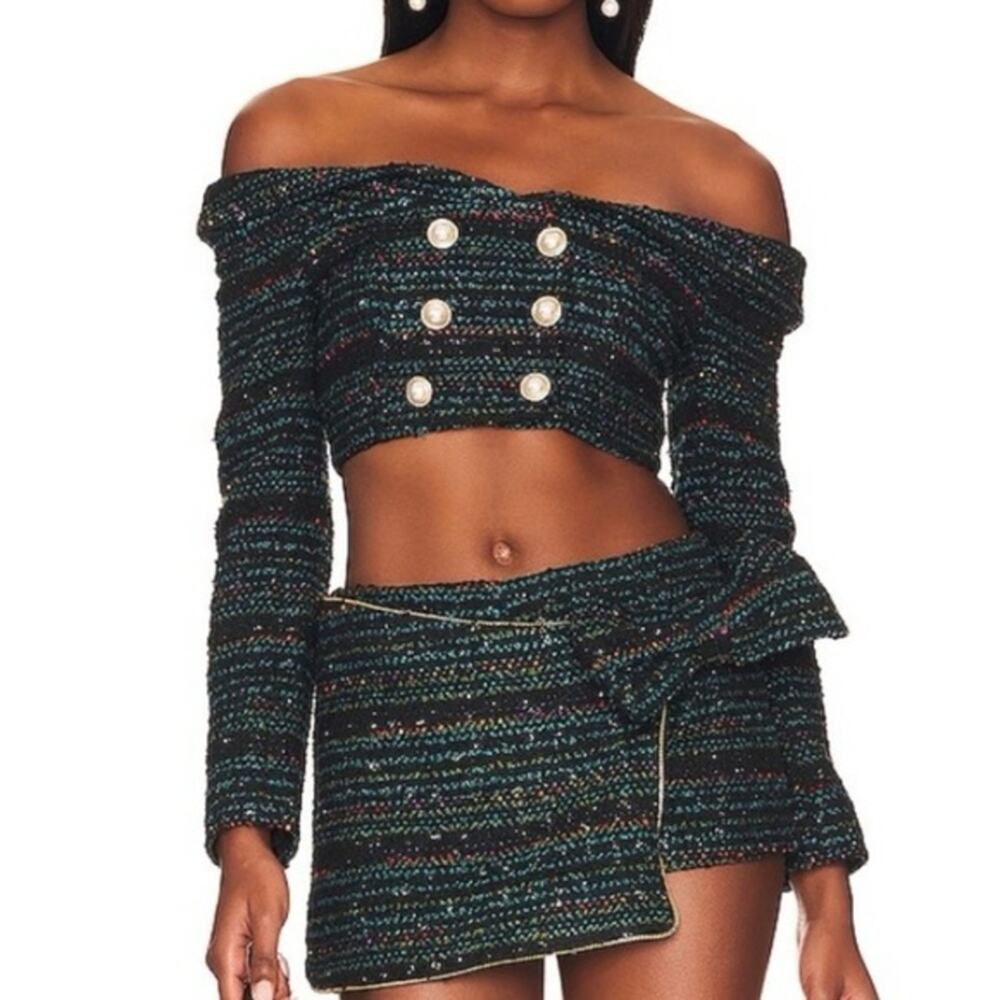 NWOT LOVERS AND FRIENDS Alexandria Tweed Cropped Blazer with Matching Skort XS